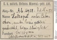 Etiketten zu Holzopal (NHMW-MIN-Ab5958)